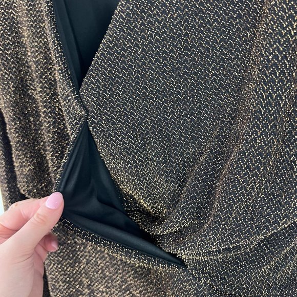 MNG Mango Metallic Gold Black Long Sleeve Mini Dress Size XS EUC W2572 - Picture 6 of 13